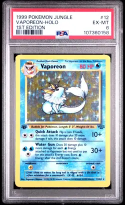1999 POKEMON JUNGLE 1ST ED #12 VAPOREON-HOLO PSA 6 - Image 1