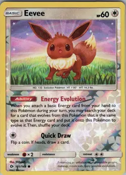 Eevee 101/149 Common - Pokemon TCG Sun & Moon Base Set - Reverse Holo (NM) - Image 1