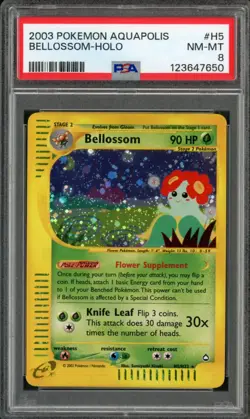 2003 Pokemon Aquapolis Holo Bellossom #H5 PSA 8 - Image 1