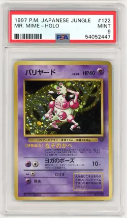 1997 Pokemon Japanese Jungle #122 Mr. Mime Holo PSA 9 - Image 1