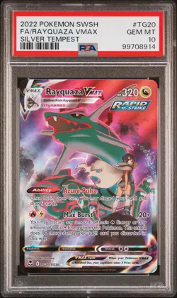 2022 POKEMON SWORD & SHIELD SILVER TEMPEST #TG20 FULL ART/RAYQUAZA VMAX PSA 10 - Image 1