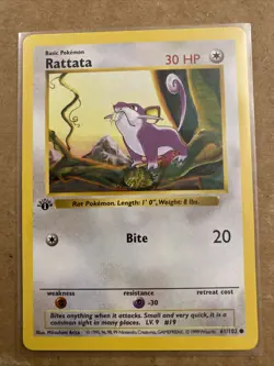 Pokemon TCG Rattata Base Set 61/102 1st Edition Never Played Near Mint - Image 1