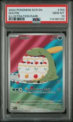 2024 POKEMON SCR EN-STELLAR CROWN ILLUSTRATION RARE #154 GULPIN PSA 10 - Image 1