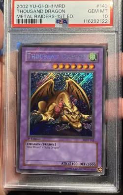 Yu-Gi-Oh! Thousand Dragon Misprint Foil Bleed 1st Ed MRD-143 PSA 10 - Image 1