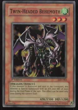 Yu-Gi-Oh TCG Legacy of Darkness #LOD-063 Twin-Headed Behemoth Super Rare - Image 1