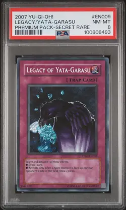 2007 YUGIOH PP01-EN009 LEGACY OF YATA-GARASU SECRET RARE PSA 8 NM #100808494 - Image 1