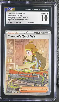 CGC 10 GEM MINT Clemont's Quick Wit 243/191 SAR HOLO RARE Pokemon Card - Image 1