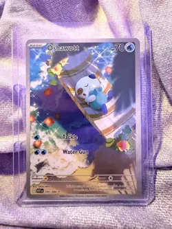 Pokemon Scarlet & Violet White Flare Oshawott 105/086 Illustration Art Rare NM - Image 1