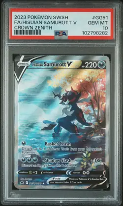 2023 POKEMON SWORD & SHIELD CROWN ZENITH FULL ART/HISUIAN SAMUROTT V PSA 10 - Image 1