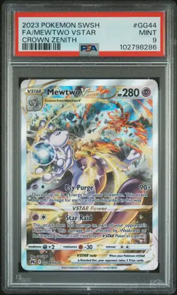 2023 POKEMON SWORD & SHIELD CROWN ZENITH #GG44 FULL ART/MEWTWO VSTAR PSA 9 - Image 1