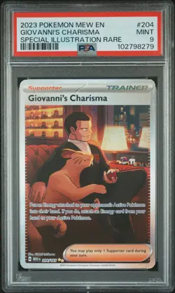 2023 POKEMON MEW EN-151 SPECIAL ILLUSTRATION RARE #204 GIOVANNI'S CHARISMA PSA 9 - Image 1