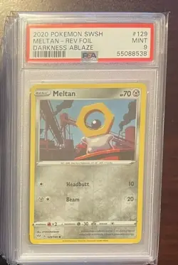 2020 Pokemon Sword & Shield Darkness Ablaze Meltran Reverse Holo #129 PSA 9 Mint - Image 1