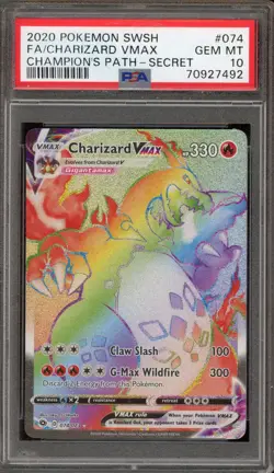 Pokemon Charizard VMAX Champion's Path Secret Rare Full Art #074 PSA 10 Gem Mint - Image 1