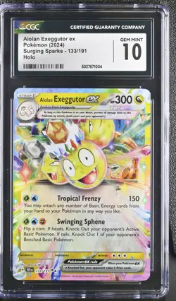 2024 Pokemon Scarlet & Violet Surging Sparks Alolan Exeggutor Ex #133/191 CGC 10 - Image 1