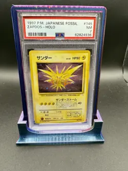 PSA 7 NM Zapdos Japanese Fossil 145 Holo Pokemon Card SB - Image 1