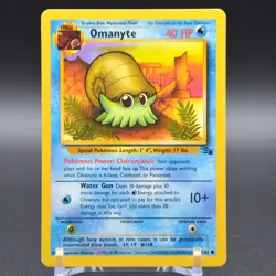Omanyte 52/62 Pokemon TCG Fossil Unlimited WOTC Vintage Card English 1999 MP - Image 1