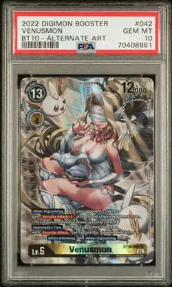 VENUSMON BT10-042 ALTERNATE ART, PSA 10 GEM MINT, 2022 DIGIMON CARD GAME, POP 5! - Image 1
