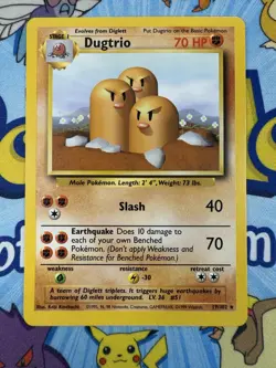 Pokemon Card: Dugtrio 19/102 Base Set Rare LP EX Condition - Image 1