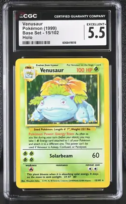 CGC 5.5 Venusaur 1999 Base Set 15/102 Holo Pokemon Card - Image 1