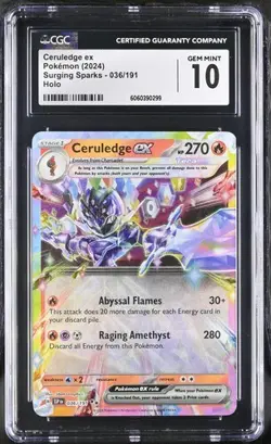 ✨✨ CGC 10 Ceruledge EX 036/191 Surging Sparks Full Art Double Rare Pokemon Card - Image 1