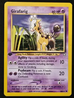 1st Edition Girafarig 58/111 Neo Genesis WoTC Pokemon Trading Card Game 2000 LP - Image 1