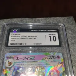 💥 CGC Gem Mint 10 Espeon ex 063/187 RR Terastal Festival ex sv8a Pokemon Card - Image 2
