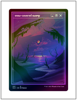 1x Snow-Covered Swamp, Foil 327 Pixel, Secret Lair, Magic, MTG NM - Image 1