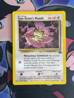 Team Rocket’s Meowth WOTC Black Star Promo 18 Pokemon TCG LP - Image 1