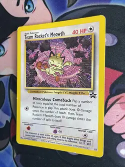 Team Rocket’s Meowth WOTC Black Star Promo 18 Pokemon TCG LP - Image 3