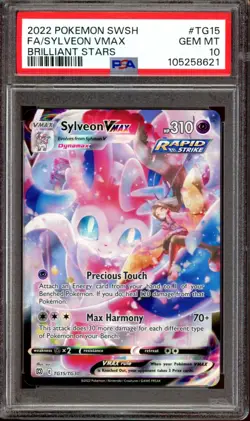 PSA 10 GEM MINT Sylveon VMAX TG15/TG30 Trainer Gallery Brilliant Stars Pokemon - Image 1