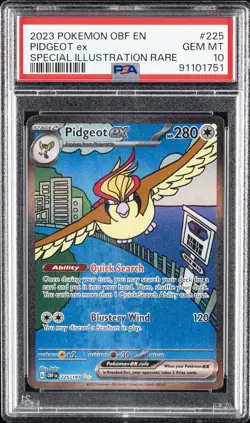 2023 POKEMON OBF EN-OBSIDIAN FLAMES SPECIAL ILLUSTRATION RARE PIDGEOT EX PSA 10 - Image 1
