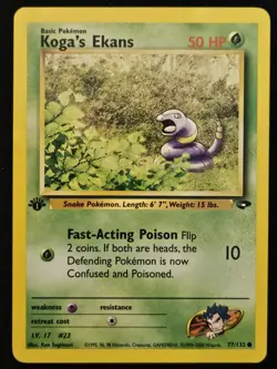 1st Edition Koga's Ekans 77/132 Gym Challenge Non Holo WoTC Pokemon TCG 2000 LP - Image 1