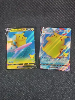 Pokemon Celebrations Surfing Pikachu V and VMAX Set 008/025 and 009/025 - Image 1