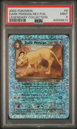 2002 POKEMON WOTC LEGENDARY COLLECTION DARK PERSIAN REVERSE HOLO PSA 9 6/110 - Image 1