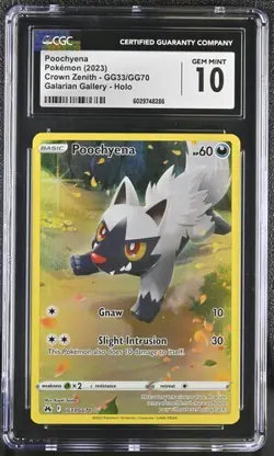 ✨✨CGC 10 Poochyena GG33/GG70 Crown Zenith Secret Illustration Rare Pokemon Card - Image 1