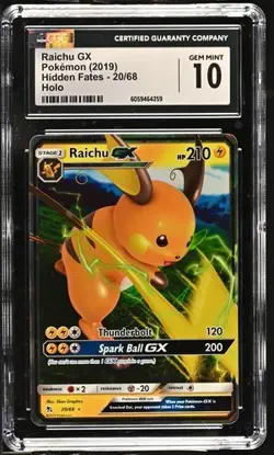 ⚡⚡ CGC 10 Raichu GX 20/68 S&M Hidden Fates Pokemon Card - Image 1