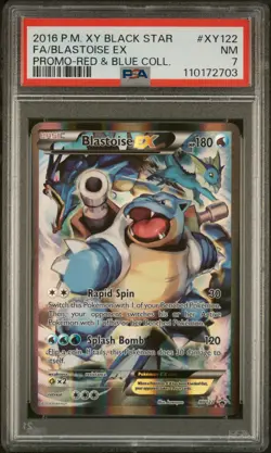 2016 POKEMON XY BLACK STAR PROMO RED & BLUE COLL FULL ART/BLASTOISE EX PSA 7 - Image 1
