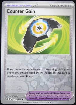 Pokemon TCG Counter Gain 169/191 2024 Surging Sparks Reverse Holo Uncommon - NM - Image 1