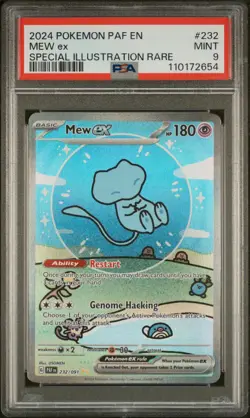 2024 POKEMON PAF EN-PALDEAN FATES SPECIAL ILLUSTRATION RARE #232 MEW EX PSA 9 - Image 1