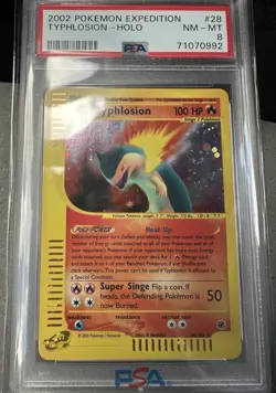2002 POKEMON EXPEDITION #28 TYPHLOSION-HOLO PSA 8 Mint - Image 1