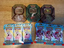 Pokemon TCG: Triple Whammy Tins Lot Of 3 , plus 6 journey together sealed - Image 1