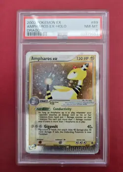 POKEMON - 2003 EX DRAGON #89 89/97 - AMPHAROS EX - HOLO PSA 8 Swirl NM Near Mint - Image 1