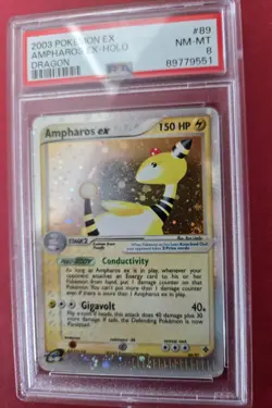 POKEMON - 2003 EX DRAGON #89 89/97 - AMPHAROS EX - HOLO PSA 8 Swirl NM Near Mint - Image 4