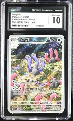 ⭐⭐⭐ CGC 10 Pokemon Paldean Fates #224/091 Wugtrio Illustration Rare Holo - Image 1