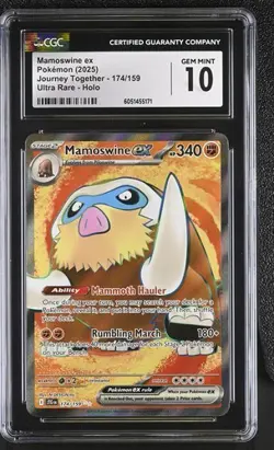 ✨✨ CGC 10 ENGLISH Mamoswine ex 174/159Pokemon TCG Sv09 Journey Together - Image 1