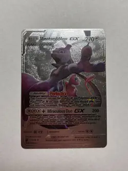 Mewtwo & Mew GX Tag Team 270 HP Silver Foil Fan Art Display Card 71/236 NM - Image 1