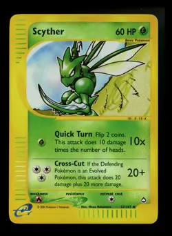 Scyther 57/147 Aquapolis 2002 Reverse Holo E-Series Vintage Pokemon Card TCG - Image 1