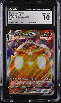 🔥🔥🔥 CGC 10 Cinderace VMAX 045/264 Fusion Strike 2021 Pokemon Card - Image 1