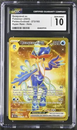 CGC 10 Quaquaval EX 273/193 Paldea Evolved Full Art Gold Hyper Rare Pokemon Card - Image 1
