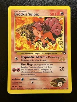 BROCK'S VULPIX W Stamp Pokemon Card - WOTC Promo - Gym Challenge - 37/132 LP (B) - Image 1